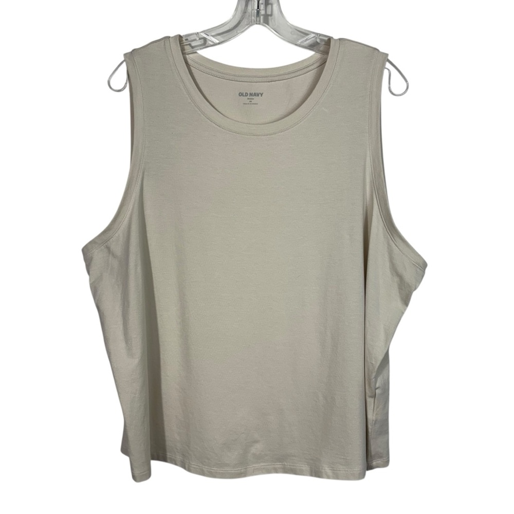 Old Navy Bestee Light Tan Beige Sleeveless Relaxed Fit Plus Size Tank Top 3X NWT
